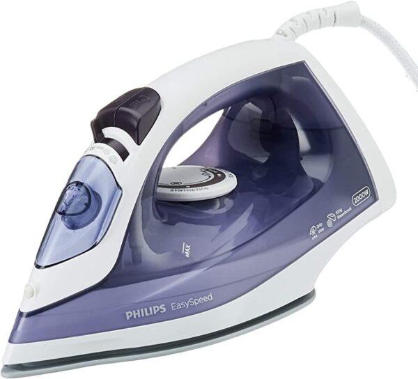 image of a steam iron purple colour
