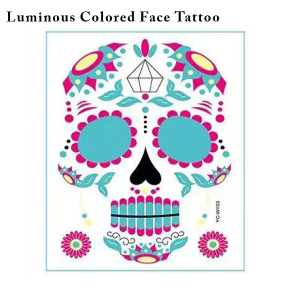 Glow-in-the-Dark Skull Temporary Costume Tattoos (YG03)