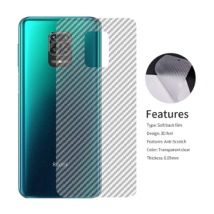 Transparent Clear Slim Fit Carbon Fiber Film Protective Back Sticker for Redmi Note 9