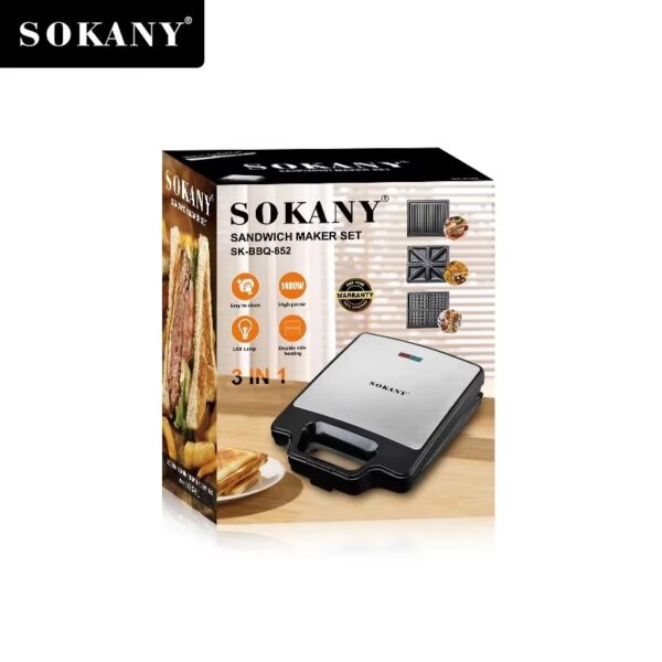 Sokany 3 in 1 - 4 Slice Toaster 1400W Sandwich / Waffle / Grill - Image 7