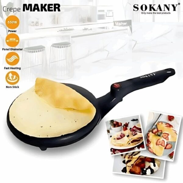 Sokany Crepe & Pancake Maker - 650W Non-Stick Electric Griddle