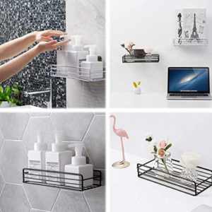 Bathroom Punch Less Adhesive Corner Frame Shampoo Storage Rack