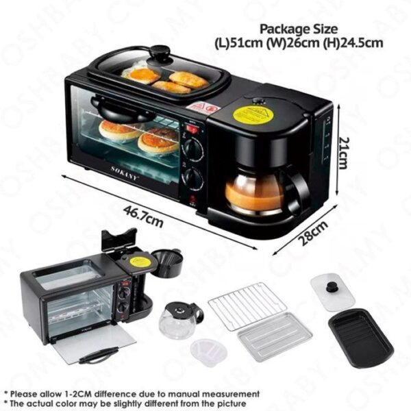 Sokany 3 in 1 Breakfast Maker 1200W - SK-145 - Image 3