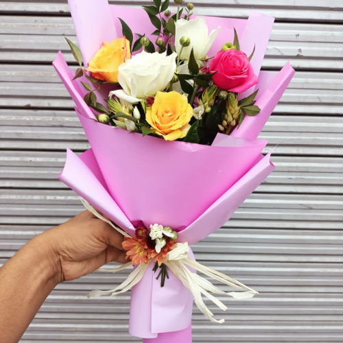 Five Colorful Rose Bunch - Quickee 5 Colorful Rose Bunch