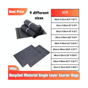 Economical Poly Mailer Gray Flyers Bundle of 100 Bags