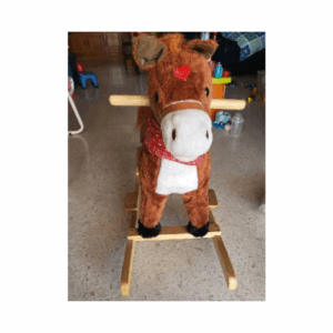Plush Rocking Horse with Sound and Wooden Base