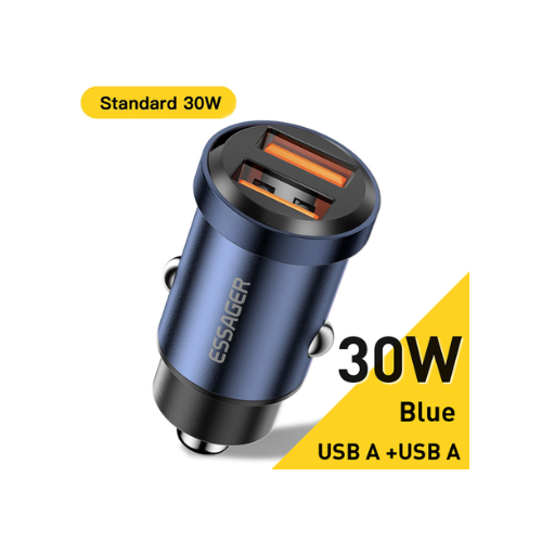 Essager 30W Car Charger USB and USB - Quickee Essager 30W Car Charger USB and USB Blue