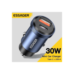 Essager 30W Car Charger Type-C and USB Blue
