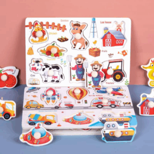 Wooden Hand Grip Toddler Puzzle Set - Farm