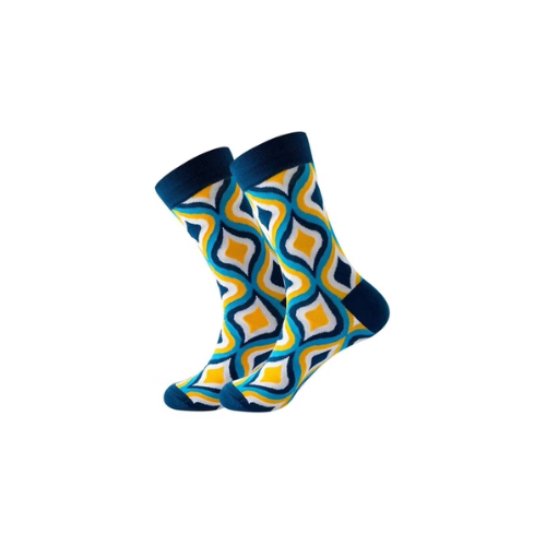 01 Pairs Geometric Lattice Colorful Men's Socks OP 5 - Quickee 01 Pairs Geometric Lattice Colorful Men's Socks