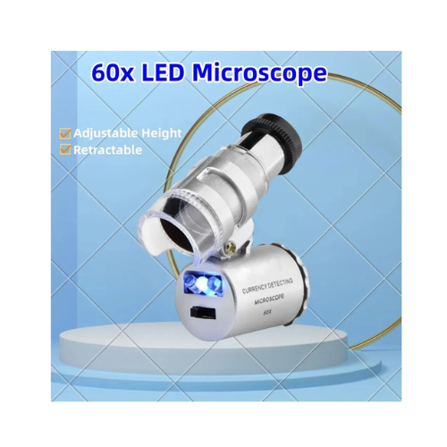 Mini 60X Microscope with LED Light - Quickee Mini 60X Microscope with LED Light