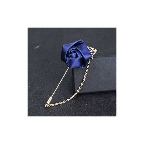 Men's Suit Rose Flower Brooch Pin with Chain - Quickee 01 Pc Men's Suit Rose Flower Brooch Pin With Chain