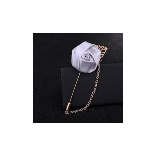 Men's Suit Rose Flower Brooch Pin with Chain - Quickee 01 Pc Men's Suit Rose Flower Brooch Pin With Chain