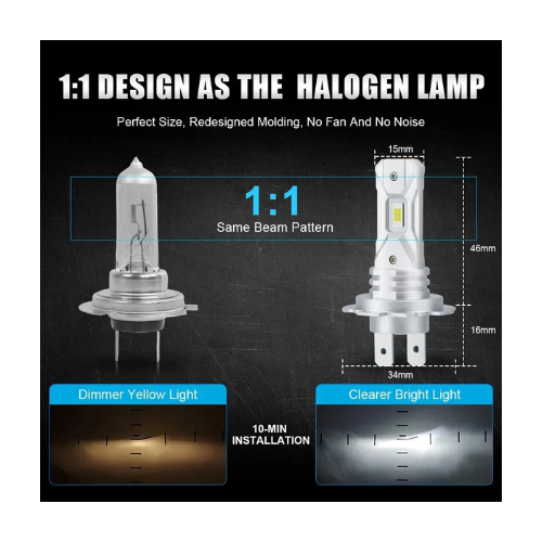 2 Pcs Fanless H7 18000LM 60W LED Bulb - Quickee 2 pcs Fanless H7 18000LM 60W LED Bulb