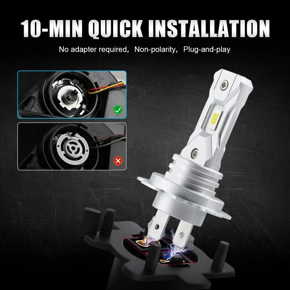 2 Pcs Fanless H7 18000LM 60W LED Bulb - Quickee 2 Pcs Fanless H7 18000LM 60W LED Bulb - Image 7