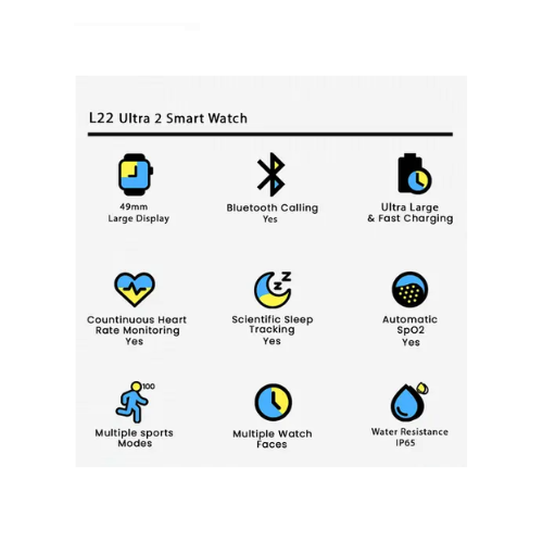 L-22 Ultra 2 Smartwatch – Fitness Tracker, Heart Rate & Sleep Monitor - Quickee L-22 Ultra 2 Smartwatch – Fitness Tracker, Heart Rate & Sleep Monitor