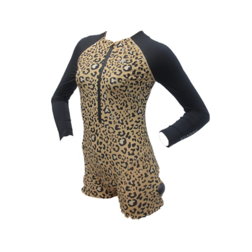 Half Body Swimsuite Long Sleeve Leopard - Quickee Half Body Swimsuite Long Sleeve Leopard