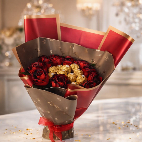Golden Rose Indulgence Bouquet - Quickee Golden Rose Indulgence Bouquet