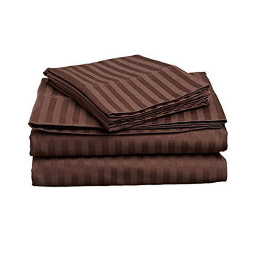 Egyptian Strips Bed Sheet with 2 Pillow Covers (Super King Size) - Brown - Quickee Egyptian Strips Bed Sheet with 2 Pillow Covers (Super King Size) - Brown