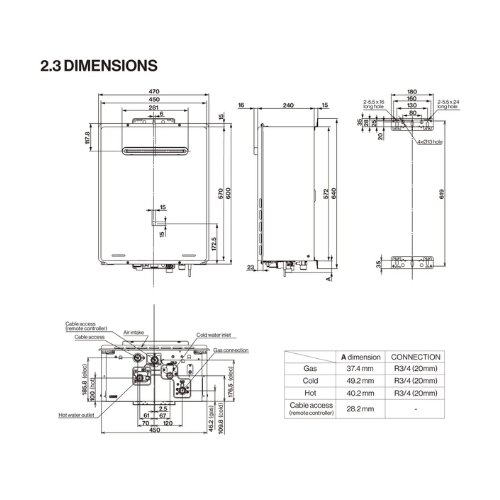REU-AM3237WC-GEN Heavy Duty Gas Powered Water Heaters - Quickee REU-AM3237WC-GEN Heavy Duty Gas Powered Water Heaters