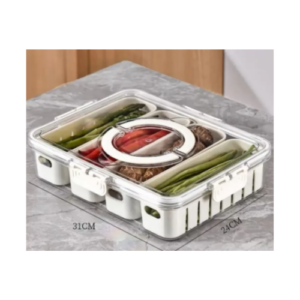 Food-Grade Sealed Storage Box (4 Grids with Drain)