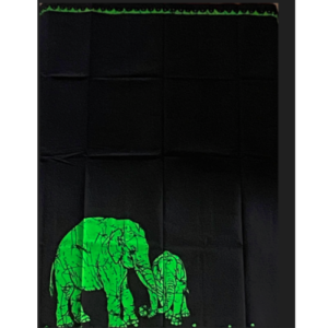 Black Batik Sarong with Elephant Design