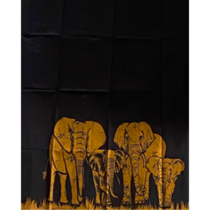 Black Batik Sarong with Elephant Design