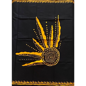 Black Batik Sarong with Half Sun Design - Yellow