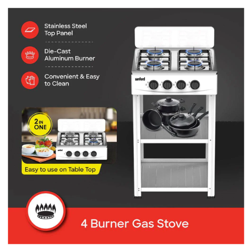Sanford 4 Burner Gas Stove with Stand - SF-5460GC - Quickee Sanford 4 Burner Gas Stove With Stand - SF-5460GC