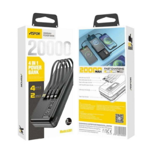 Aspor 4-in-1 20000mah Power Bank Black A301
